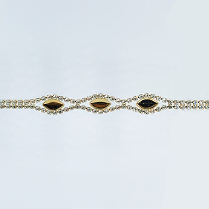 54233.0 - Gold Plated rhinestone bracelet with three cups for 10 x 5 mm marquise stones Choice of 17.5 cm or 19 cm length See our 13285.0