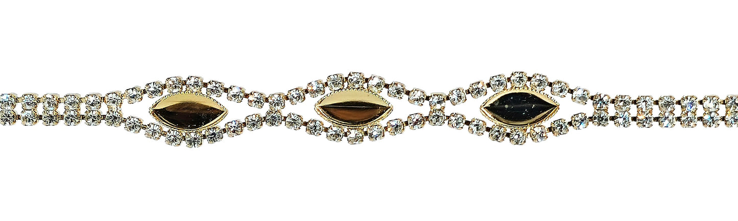 54233.0 - Gold Plated rhinestone bracelet with three cups for 10 x 5 mm marquise stones Choice of 17.5 cm or 19 cm length See our 13285.0