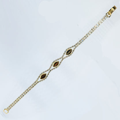54233.0 - Gold Plated rhinestone bracelet with three cups for 10 x 5 mm marquise stones Choice of 17.5 cm or 19 cm length See our 13285.0