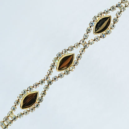 54233.0 - Gold Plated rhinestone bracelet with three cups for 10 x 5 mm marquise stones Choice of 17.5 cm or 19 cm length See our 13285.0