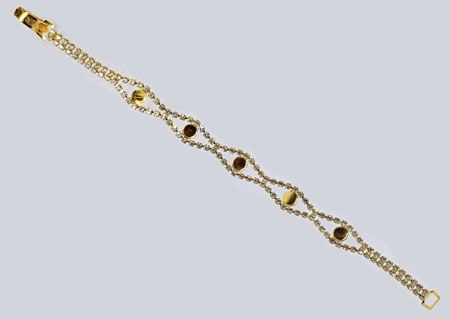 52228.0 - 6 Gold Plated Rhinestone Bracelets 5 Cups for 5 mm Stones Aussie Made