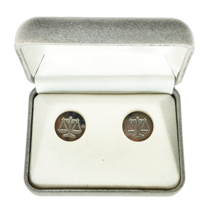 54209. Sterling Silver Cuff Links, Zodiac Designs, Spring Loaded Links, Presentation Box