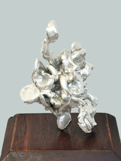 54450.0 - Abstract figurine in pure Silver on wooden block