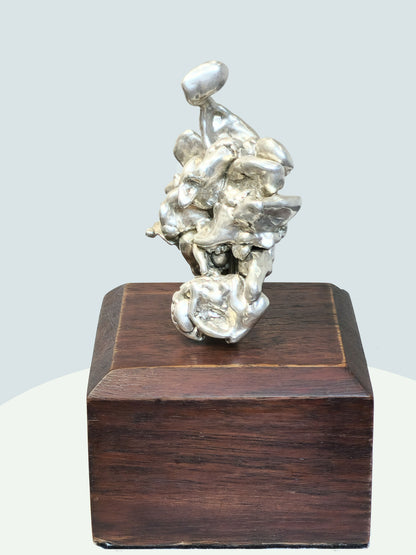 54450.0 - Abstract figurine in pure Silver on wooden block