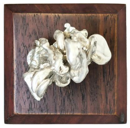 54450.0 - Abstract figurine in pure Silver on wooden block
