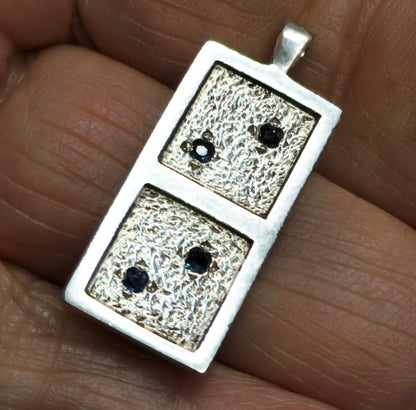 05045.0 - Sterling Silver domino Pendant set with either 4 or 5 or 6 or 7 Natural Australian sapphires 30x13 mm 1.25x0.50 inch