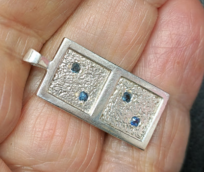 05045.0 - Sterling Silver domino Pendant set with either 4 or 5 or 6 or 7 Natural Australian sapphires 30x13 mm 1.25x0.50 inch