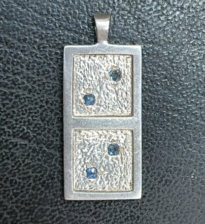 05045.0 - Sterling Silver domino Pendant set with either 4 or 5 or 6 or 7 Natural Australian sapphires 30x13 mm 1.25x0.50 inch