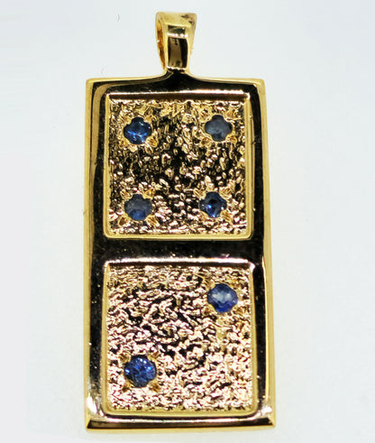 11923.0 - Sterling Silver Gold Plated domino Pendant set with either 4 or 5 or 6 or 7 Natural Australian sapphires 30x13 mm 1.25x0.50 inch