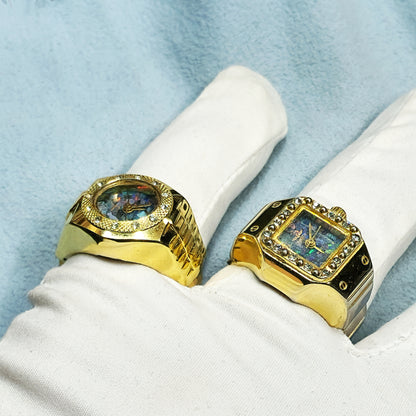 54457.0 - Gold Plated "Eagle" Opal Ring Watch used