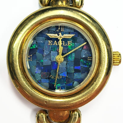 54460.0 - Eagle ladies Opal watch bracelet Gold plated 18cm 25 mm face