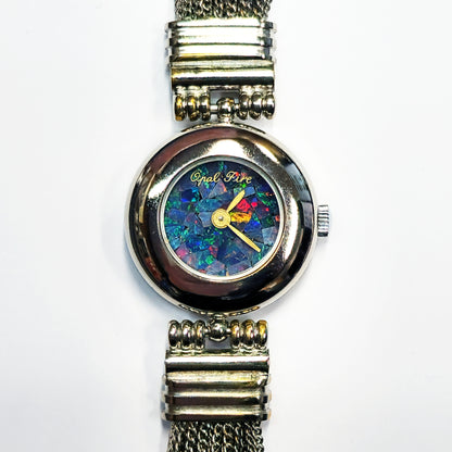 02841.0 - Ladies Silver Coloured Chain bracelet Opal watch