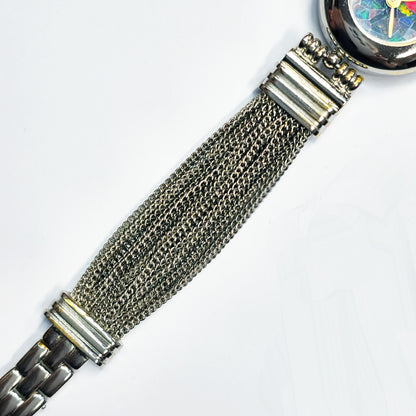 02841.0 - Ladies Silver Coloured Chain bracelet Opal watch