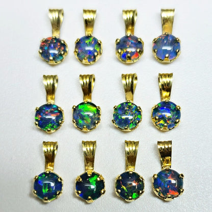 04392. Sterling Silver Gold Plated Opal Triplet Pendants