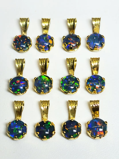 04392. Sterling Silver Gold Plated Opal Triplet Pendants