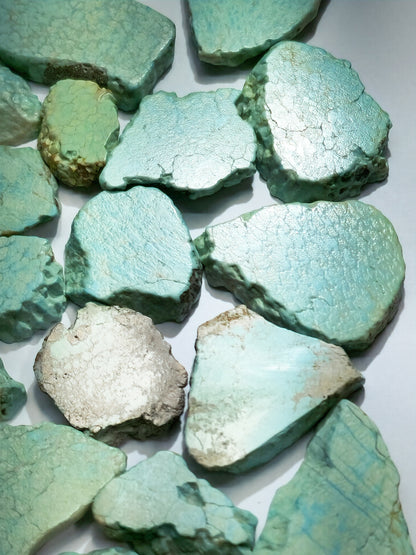 54490. Natural Australian Turquoise: Sliced and Semi-Polished, Very Old, Very Rare, 200gr, 45 Pieces