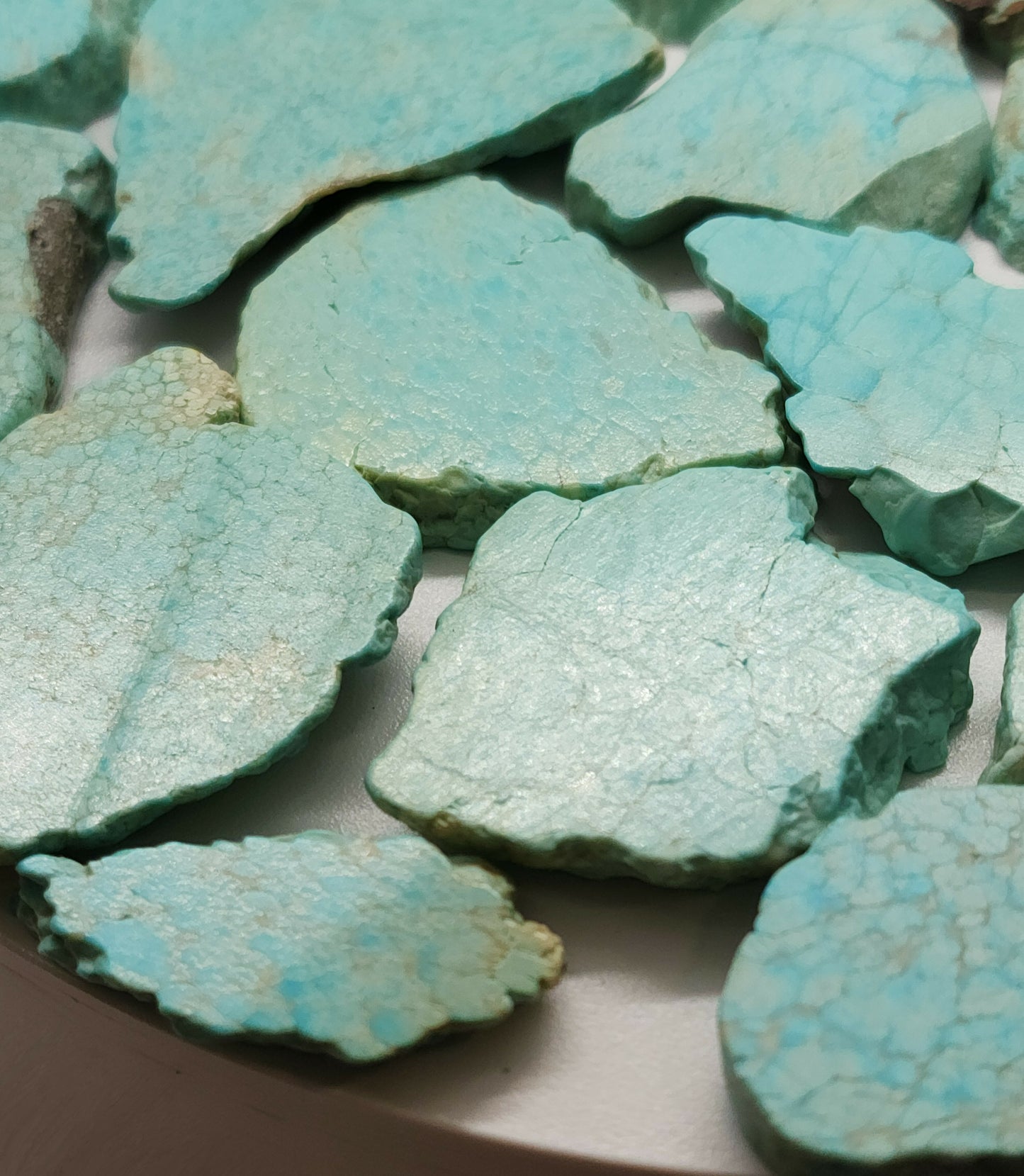 54490. Natural Australian Turquoise: Sliced and Semi-Polished, Very Old, Very Rare, 200gr, 45 Pieces