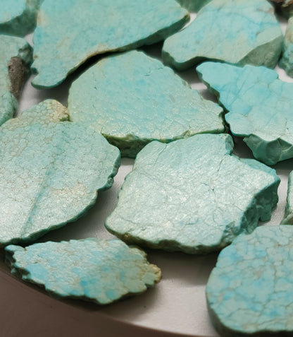 54490. Natural Australian Turquoise: Sliced and Semi-Polished, Very Old, Very Rare, 200gr, 45 Pieces