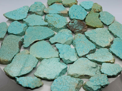 54490. Natural Australian Turquoise: Sliced and Semi-Polished, Very Old, Very Rare, 200gr, 45 Pieces