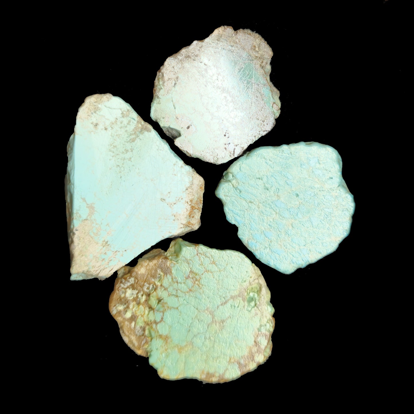 54490. Natural Australian Turquoise: Sliced and Semi-Polished, Very Old, Very Rare, 200gr, 45 Pieces