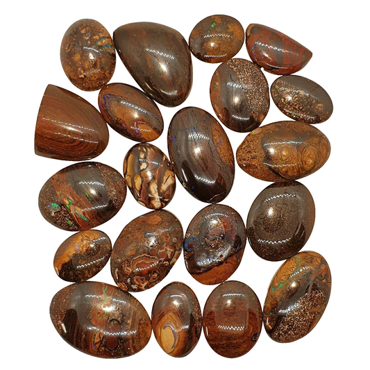 53468 -   20 Boulder Opal Ranging in Size from About 15 x 13 mm up to 28 x 20 mm
