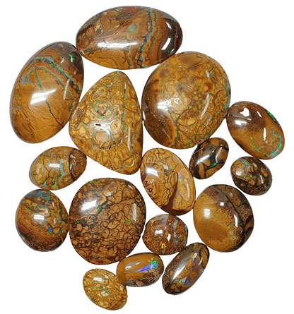 53467 -     16 Oval Cut Golden Boulder Opal Matrix About 13 x 9 mm to 26 x 23 mm