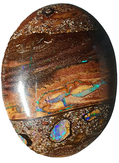 53468 -   20 Boulder Opal Ranging in Size from About 15 x 13 mm up to 28 x 20 mm