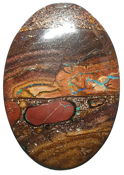 53468 -   20 Boulder Opal Ranging in Size from About 15 x 13 mm up to 28 x 20 mm