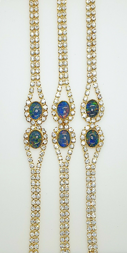 52077.6 - Gold Plated Bracelet, 19 cm, set with Opal Triplets and Rhinestones