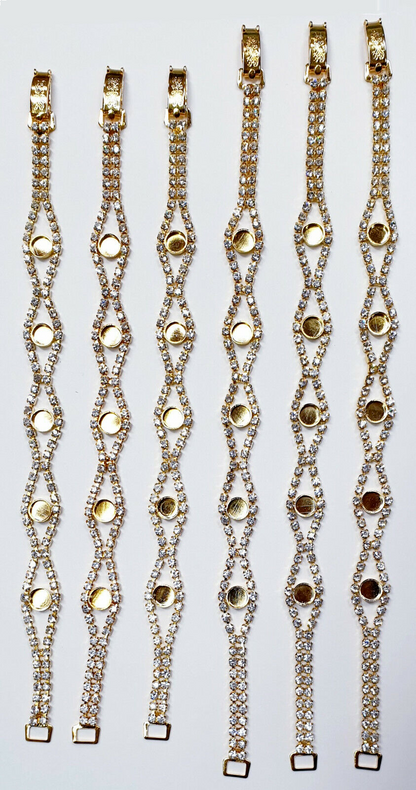 52228.0 - 6 Gold Plated Rhinestone Bracelets 5 Cups for 5 mm Stones Aussie Made