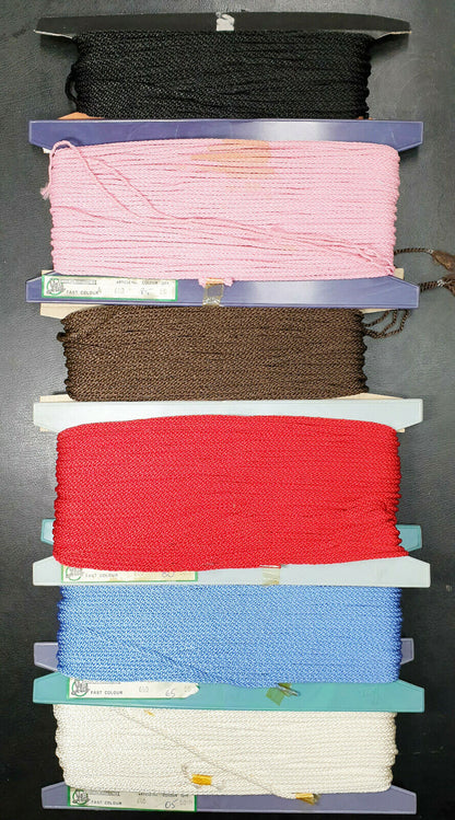 53398.0 - 14 Rolls 650 m Couloured Braided Textile Cord 2.5 mm 3.0 mm and 6.0 mm