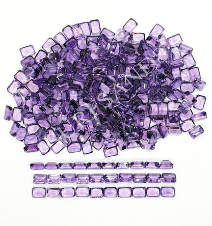 15366 - One Lot 66 Pcs 7x5 mm Emerald Cut Amethyst (Approx. 58 carats) for sale