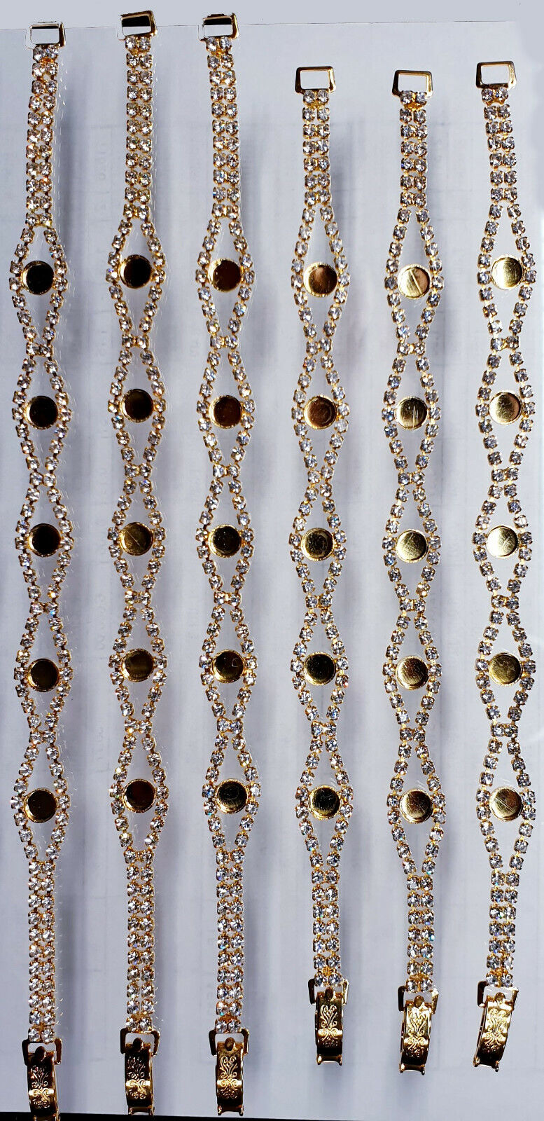 52228.0 - 6 Gold Plated Rhinestone Bracelets 5 Cups for 5 mm Stones Aussie Made