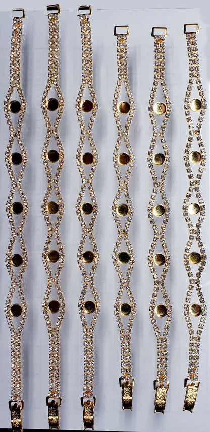 52228.0 - 6 Gold Plated Rhinestone Bracelets 5 Cups for 5 mm Stones Aussie Made