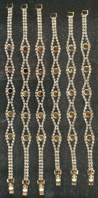 52228.0 - 6 Gold Plated Rhinestone Bracelets 5 Cups for 5 mm Stones Aussie Made