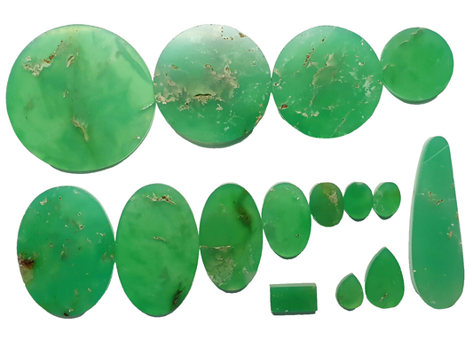 53388 - 15 stk 322,44 karat australske Chrysoprase Flat Top Halvpolerte steiner