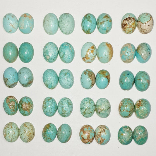 53384.0 "TurqOZ" 40 Rare Australian UNTREATED 8 x 6 mm Oval Turquoise Cabochons