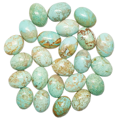 53387.0 "TurqOZ" 24 Rare Australian UNTREATED 14x10 mm Oval Turquoise Cabochons