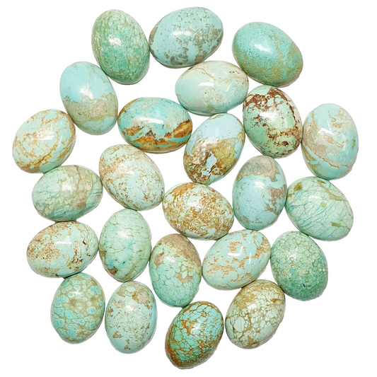 53387.0 "TurqOZ" 24 Rare Australian UNTREATED 14x10 mm Oval Turquoise Cabochons
