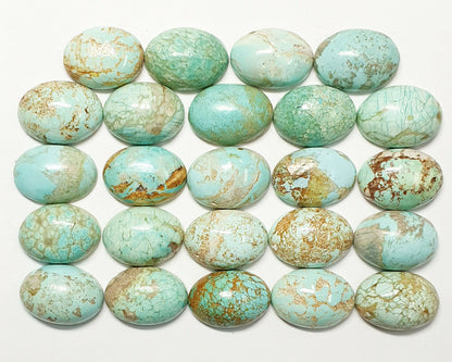 53387.0 "TurqOZ" 24 Rare Australian UNTREATED 14x10 mm Oval Turquoise Cabochons