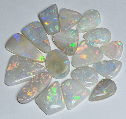 54124.0 - 17 pcs Australian Natural White Opals Mixed shapes and sizes 40.80 cts