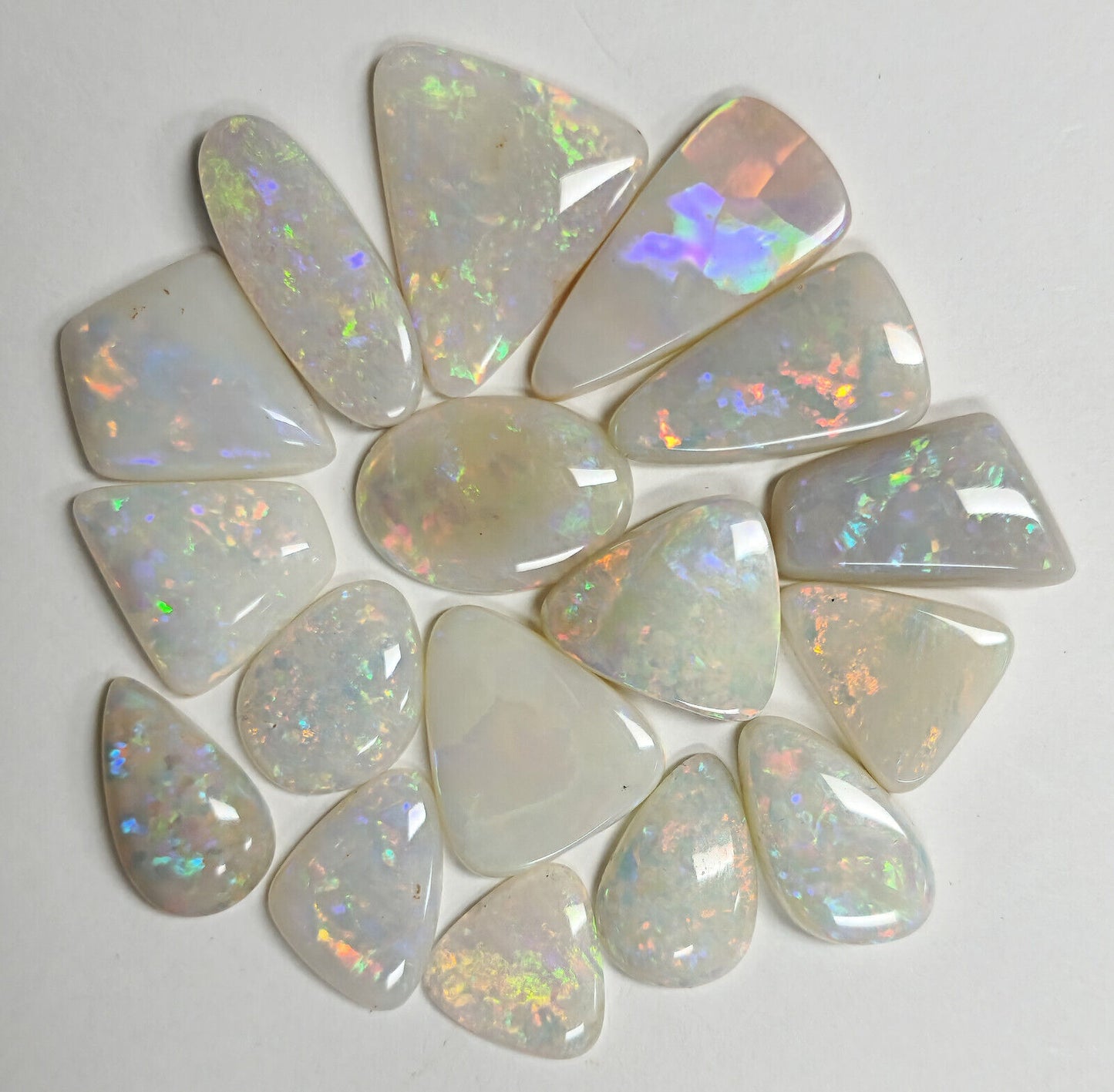 54124.0 - 17 pcs Australian Natural White Opals Mixed shapes and sizes 40.80 cts