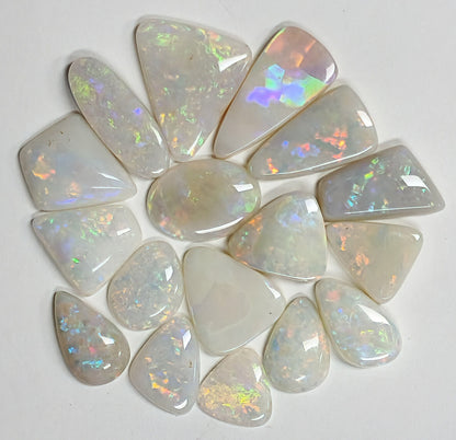 54124.0 - 17 pcs Australian Natural White Opals Mixed shapes and sizes 40.80 cts