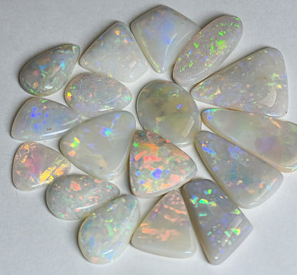 54124.0 - 17 pcs Australian Natural White Opals Mixed shapes and sizes 40.80 cts
