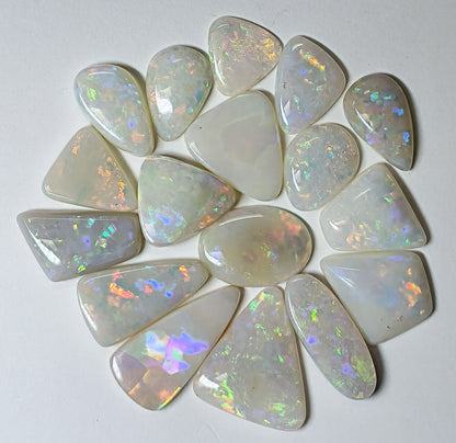 54124.0 - 17 pcs Australian Natural White Opals Mixed shapes and sizes 40.80 cts