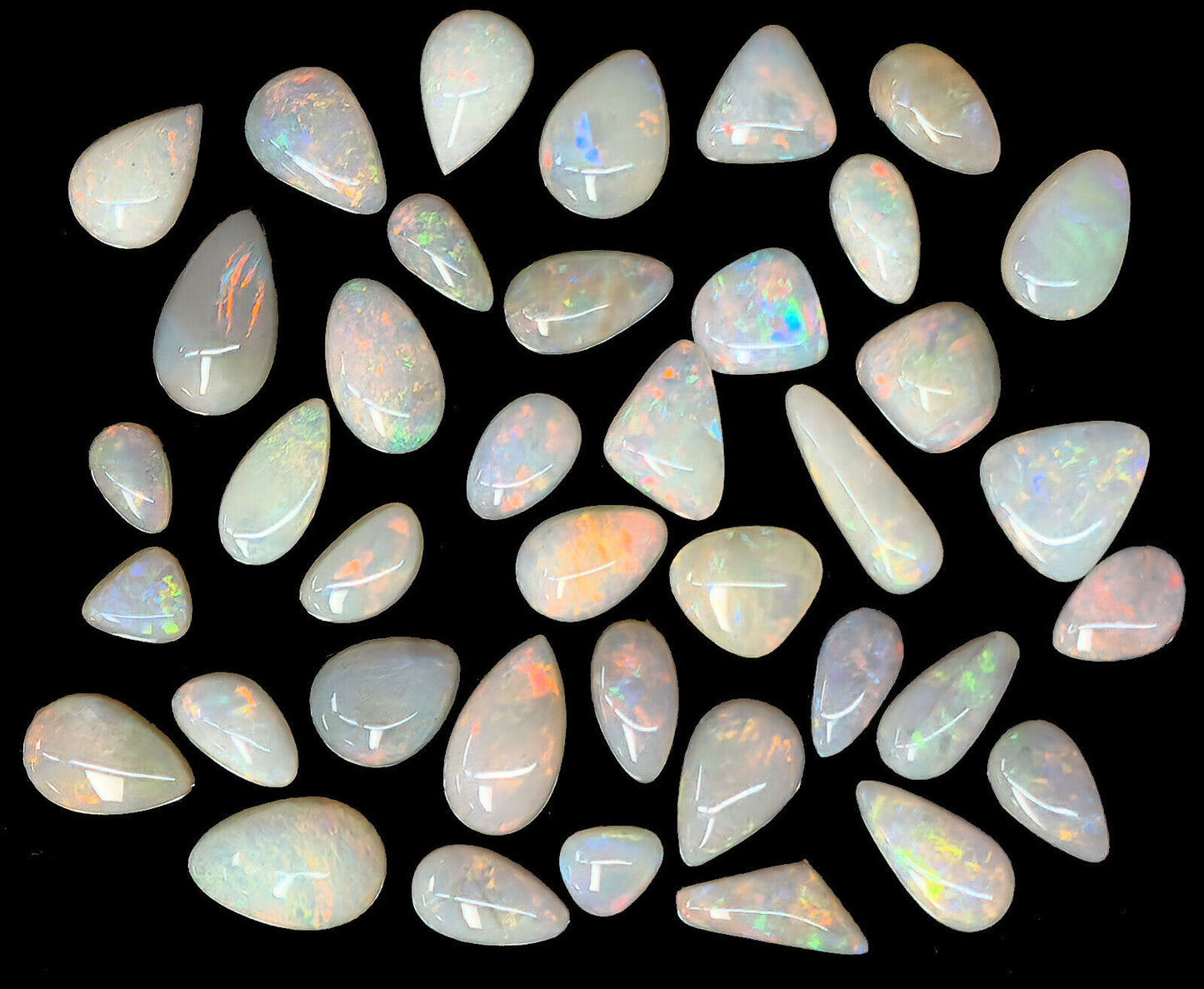 54123.0 - 39 pieces Natural Australian White Opals from 6x5 to 11x6 mm 30.23 cts