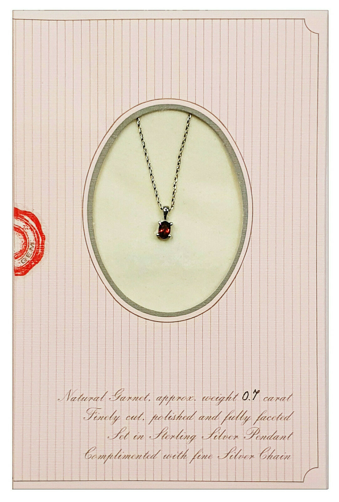 53609.0 - 20 S/S Granat-anheng + S/S-kjede i "Noe spesielt for deg"-kort