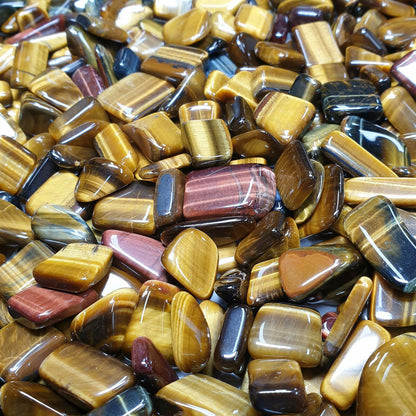52230 - Tumbled Tiger Eye for sale Highly Polished Yellow and Blue 1.25 Kg