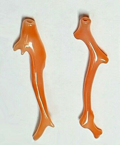 03132 - 5 Pairs Natural Taiwan Coral Branches 30 - 40 mm high Drilled at the Top