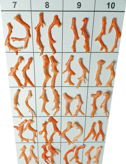 03132 - 5 Pairs Natural Taiwan Coral Branches 30 - 40 mm high Drilled at the Top